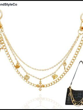 Heart Pendant Bag Charm Chain Gold Purse Accessory